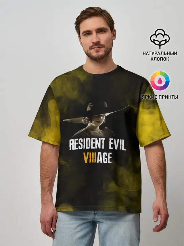 Мужская футболка оверсайз с принтом «Lady Dimitrescu — RESIDENT EVIL VILLAGE»
