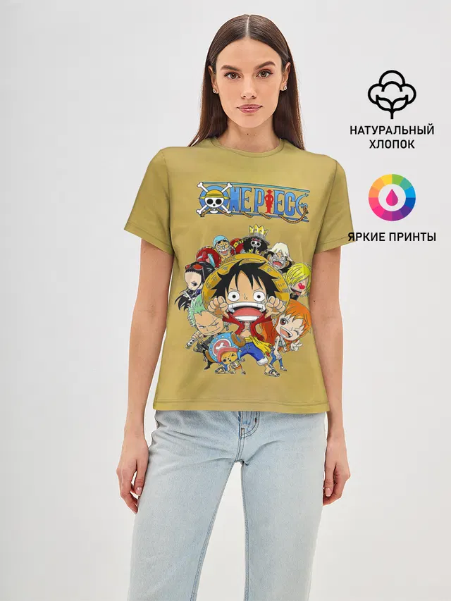 Женская базовая футболка с принтом «Ван Пис — Персонажи One Piece. Большой куш»