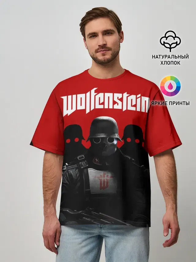 Мужская футболка оверсайз с принтом «Wolfenstein»