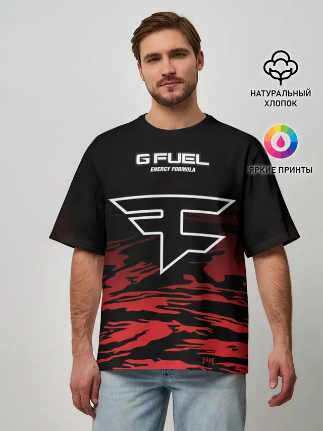 Мужская футболка оверсайз с принтом «Counter-Strike — Faze clan - Jersey pro 2019»