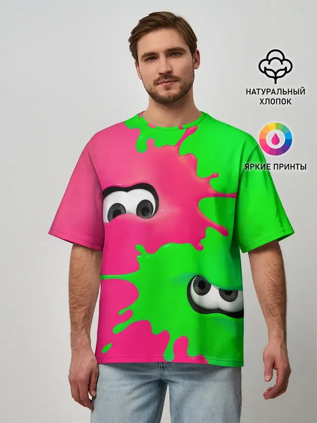 Мужская футболка оверсайз с принтом «Splatoon»