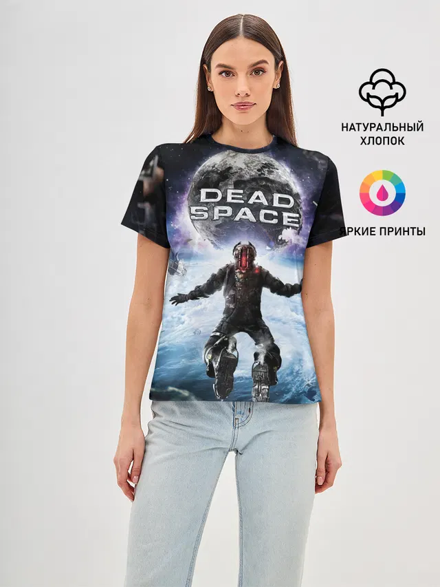 Женская базовая футболка с принтом «Dead Space — Айзек в мертвом космосе»