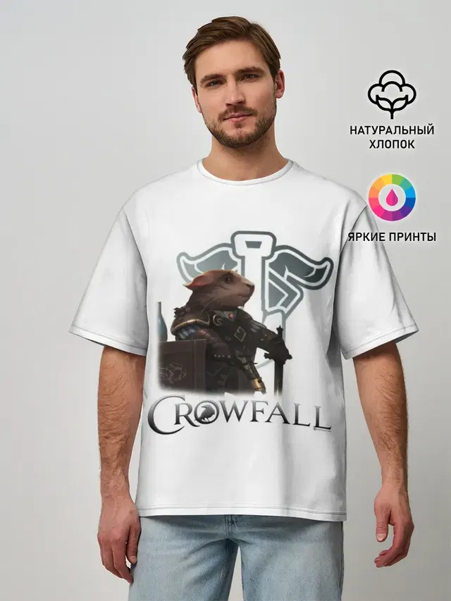 Мужская футболка оверсайз с принтом «Crowfall Duelist»