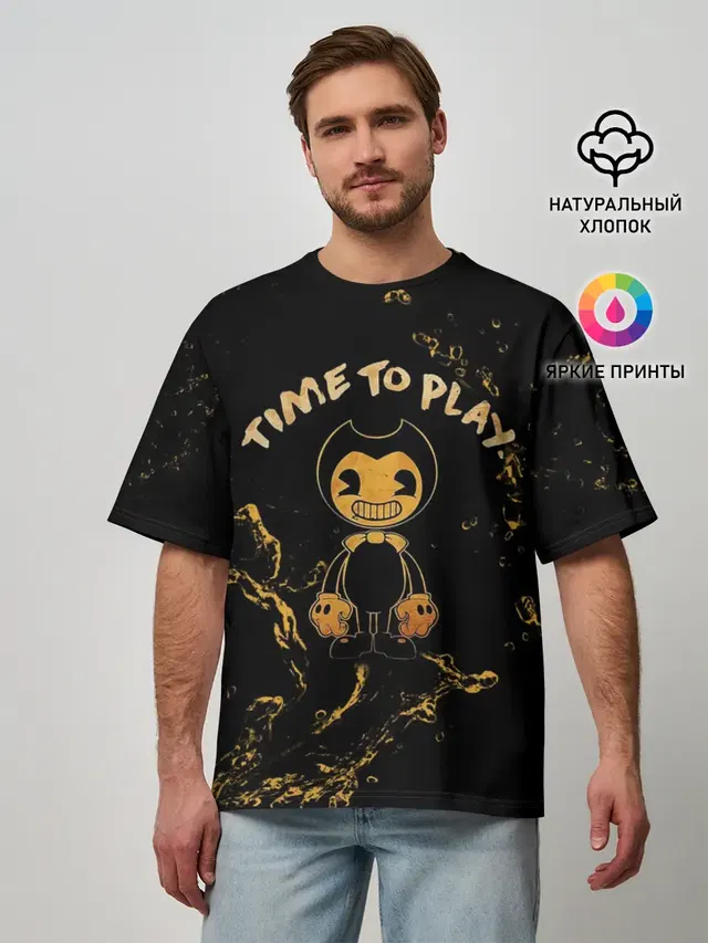 Мужская футболка оверсайз с принтом «Time to Play»