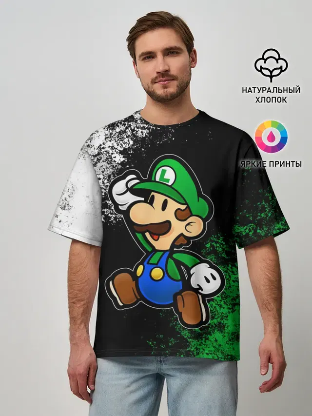 Мужская футболка оверсайз с принтом «Mario — Luigis Mansion»