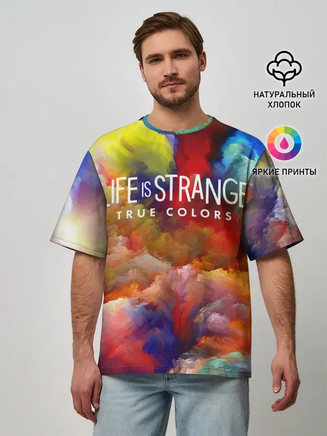 Мужская футболка оверсайз с принтом «LiS True Colors — Life is Strange True Colors»