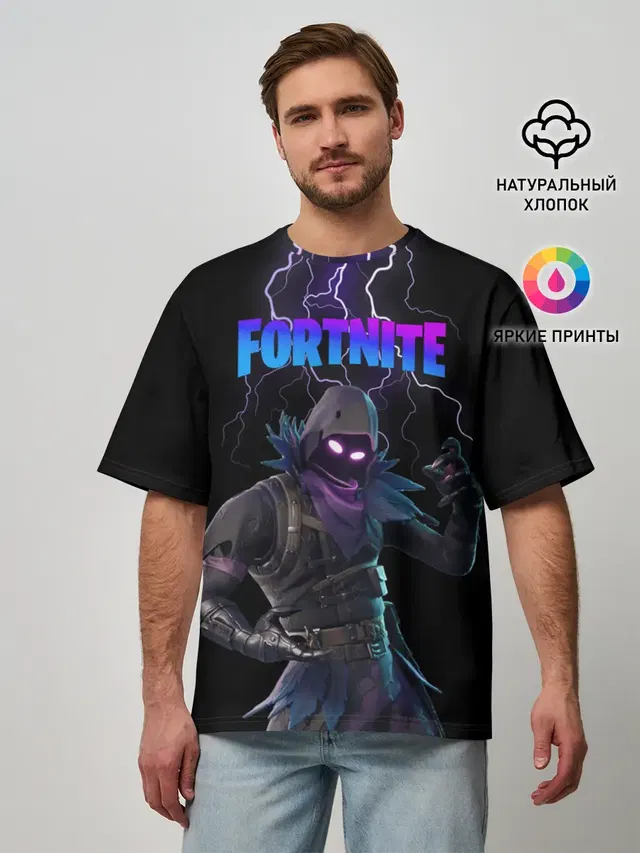 Мужская футболка оверсайз с принтом «Фортнайт — Raven Fortnite»