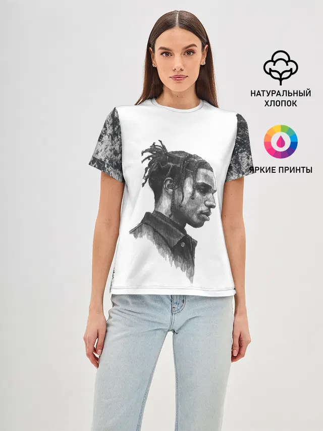 Женская базовая футболка с принтом «Зарубежные — ASAP ROCKY — АСАП»