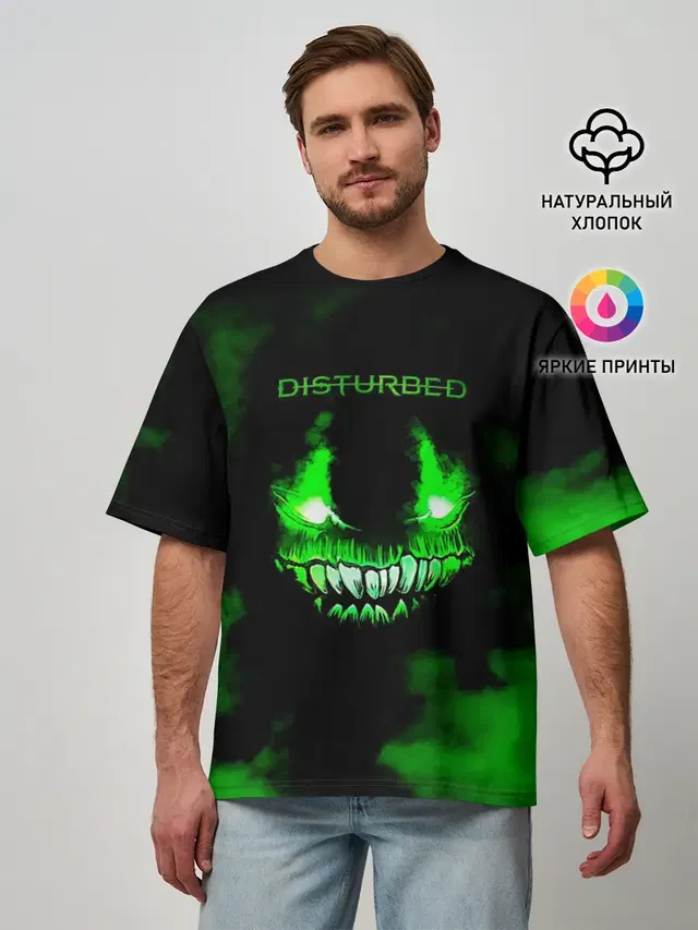 Мужская футболка оверсайз с принтом «Disturbed»