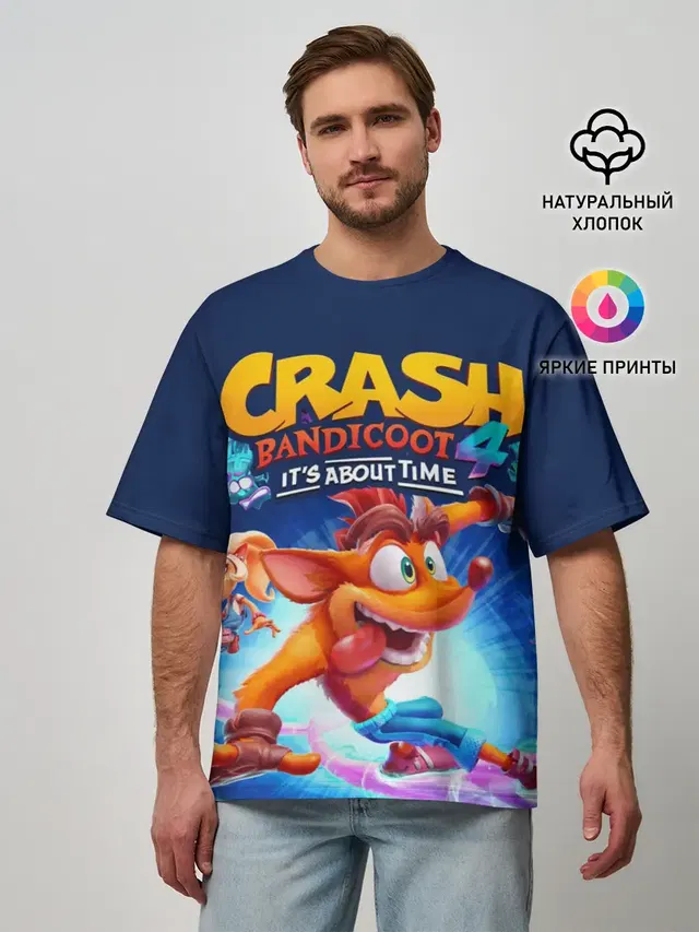 Мужская футболка оверсайз с принтом «Игры — Crash Bandicoot»