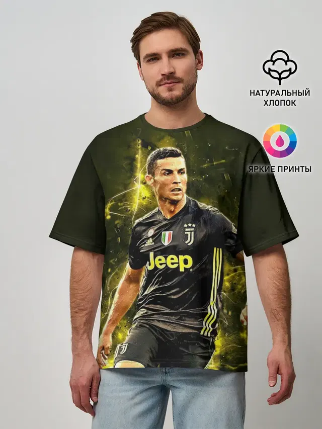 Мужская футболка оверсайз с принтом «Ювентус — Cristiano Ronaldo»
