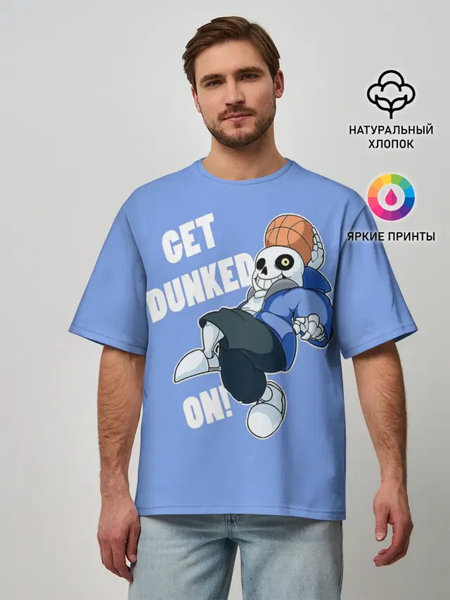 Мужская футболка оверсайз с принтом «GET Dunked»