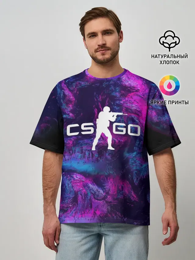 Мужская футболка оверсайз с принтом «Counter-Strike — CS GO HYPER BEAST LANDSCAPE»