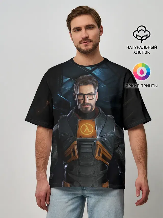 Мужская футболка оверсайз с принтом «Half-Life — HL Alyx»