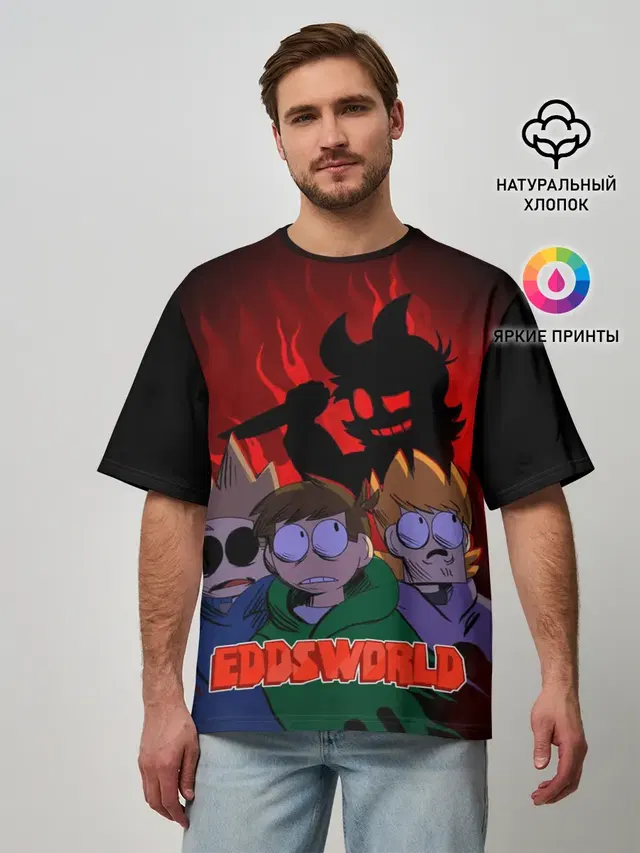 Мужская футболка оверсайз с принтом «Eddsworld — Tord devil»