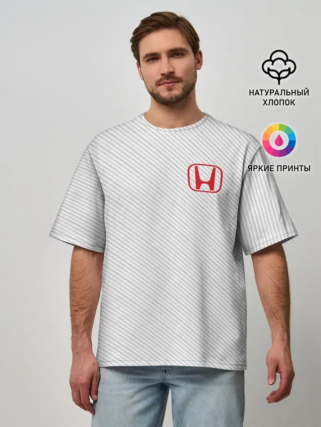 Мужская футболка оверсайз с принтом «Honda Sport»