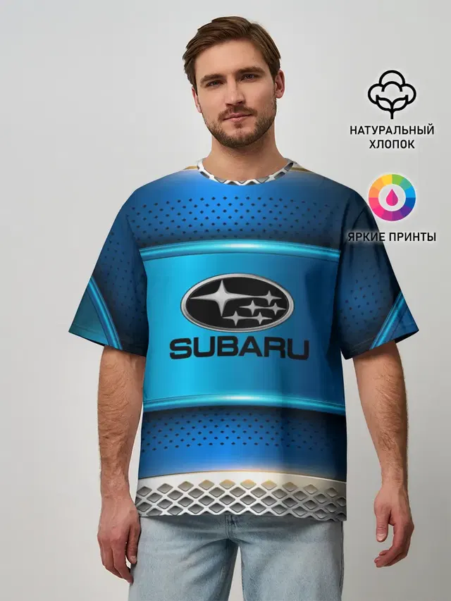 Мужская футболка оверсайз с принтом «SUBARU sport collection»