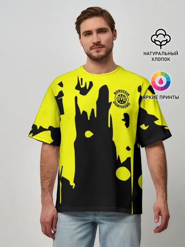 Мужская футболка оверсайз с принтом «Abstract background — FC Borussia»