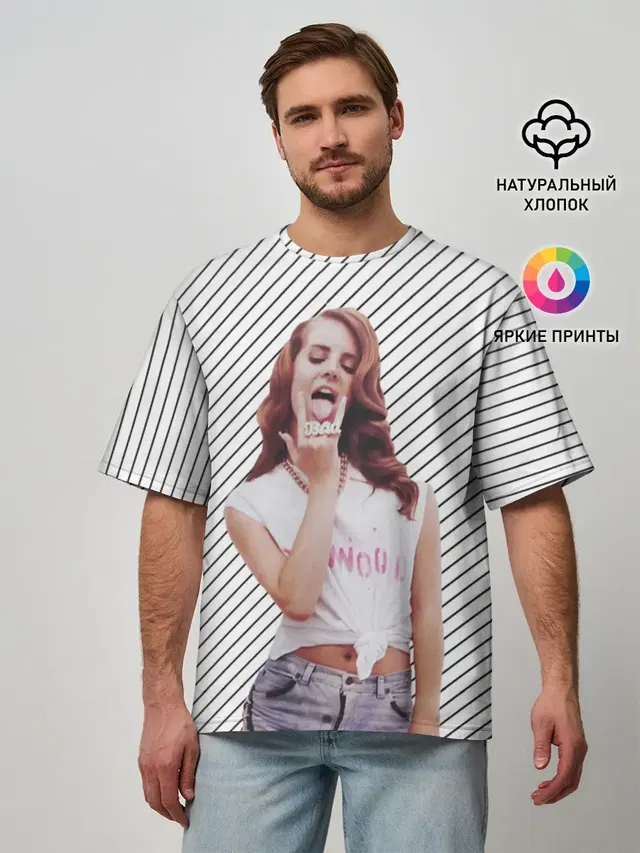 Мужская футболка оверсайз с принтом «Lana Del Rey — Дерзкая Лана»