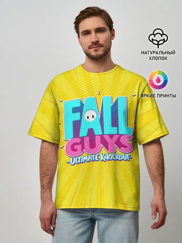Мужская футболка оверсайз с принтом «Fall Guys»