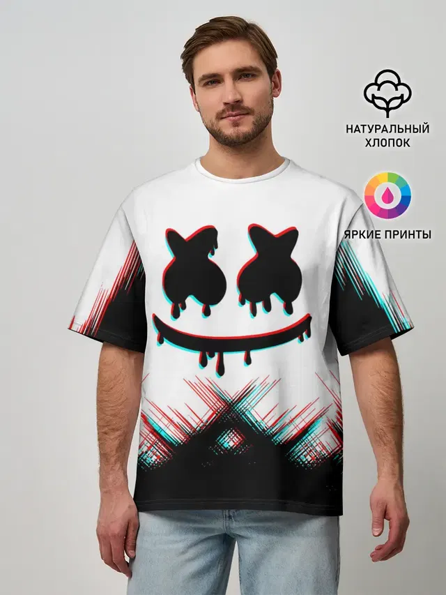Мужская футболка оверсайз с принтом «Marshmello — MARSHMELLO HALLOWEEN.»