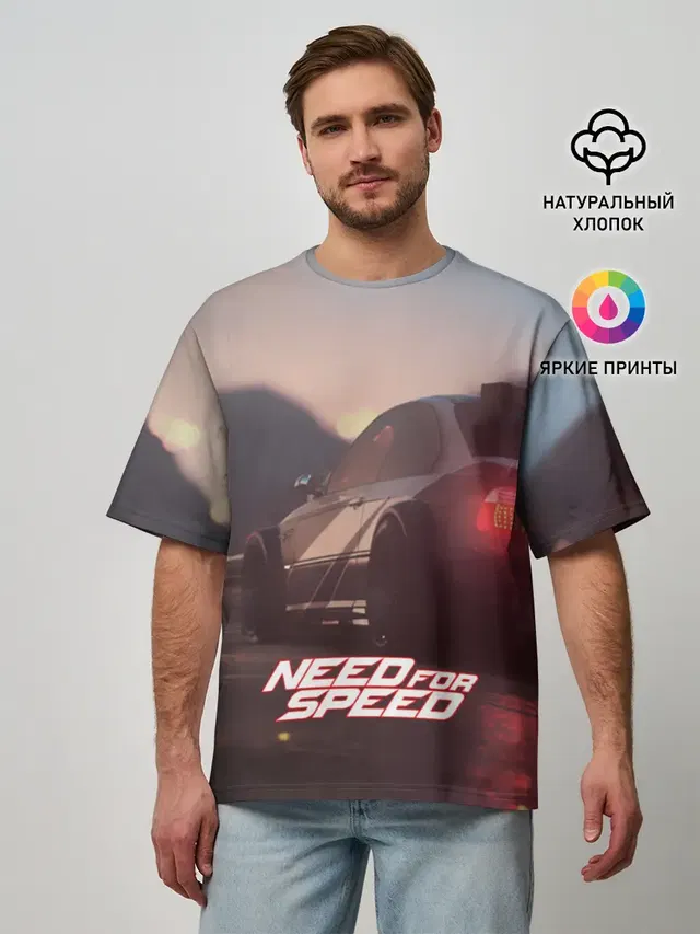 Мужская футболка оверсайз с принтом «NFS»