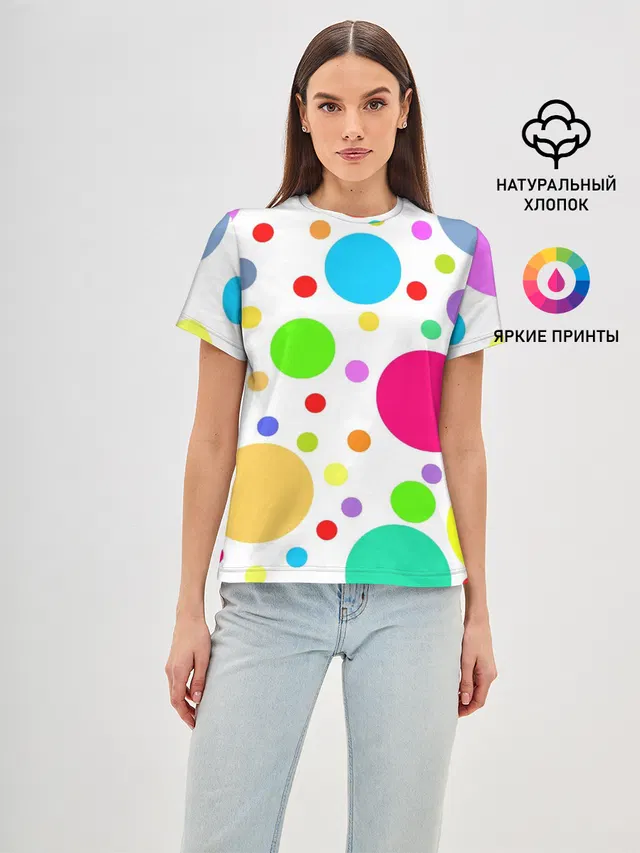Женская базовая футболка с принтом «Polka dot»