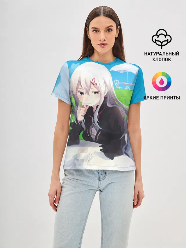 Женская базовая футболка с принтом «Re:Zero. Жизнь с нуля в альтернативном мире — Echidna»