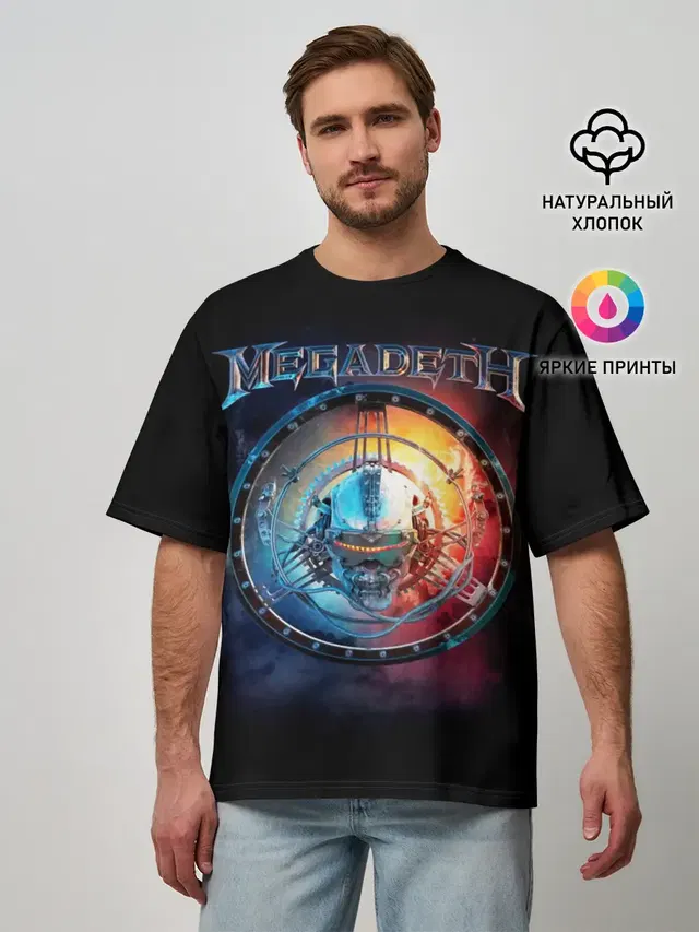 Мужская футболка оверсайз с принтом «Megadeth — Megadeth, Super Collider»