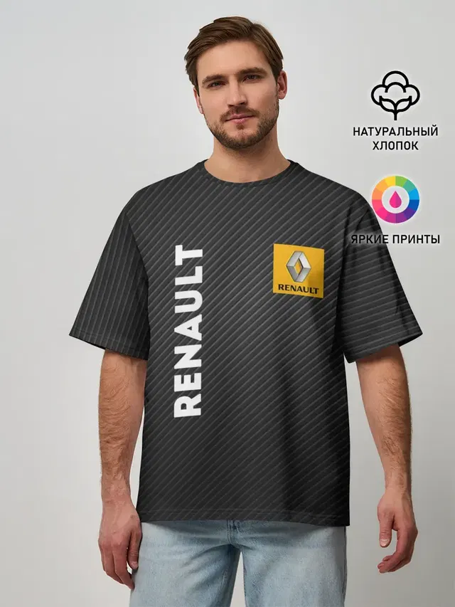 Мужская футболка оверсайз с принтом «Renault logo»