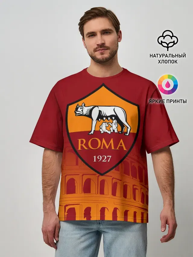 Мужская футболка оверсайз с принтом «Roma»