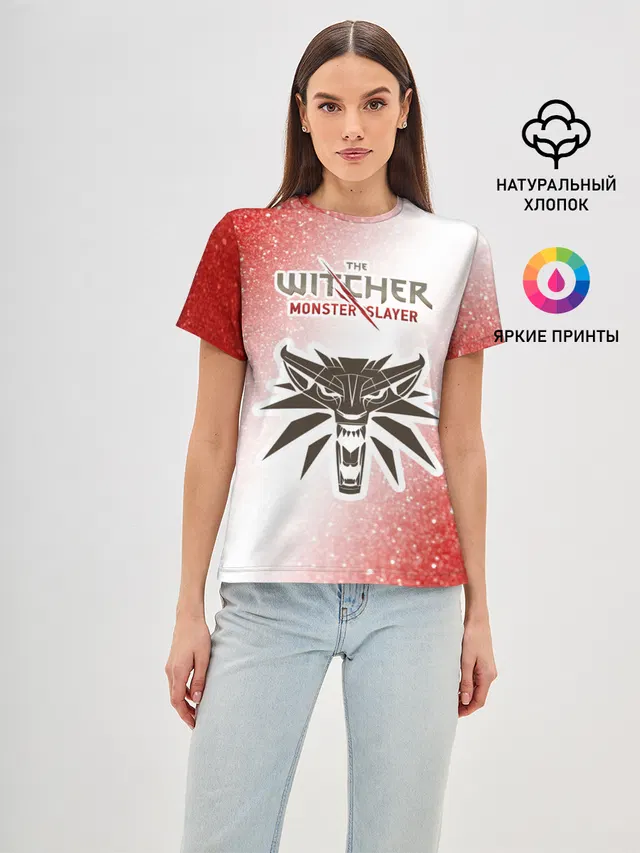 Женская базовая футболка с принтом «Glitter — The Witcher Monster Slayer - Noise»