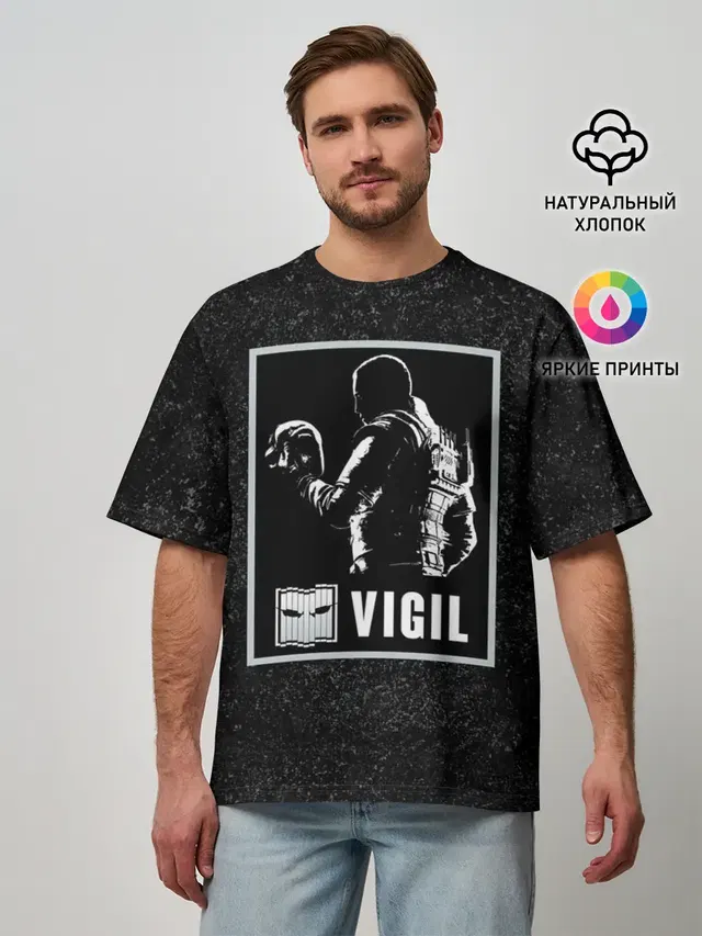 Мужская футболка оверсайз с принтом «Vigil»