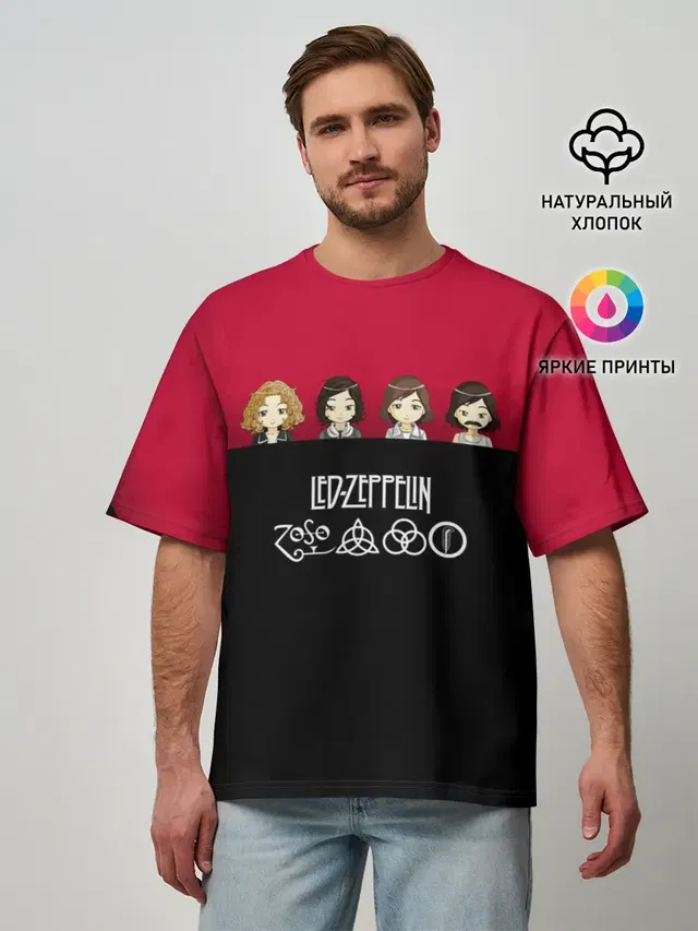 Мужская футболка оверсайз с принтом «Led Zeppelin»