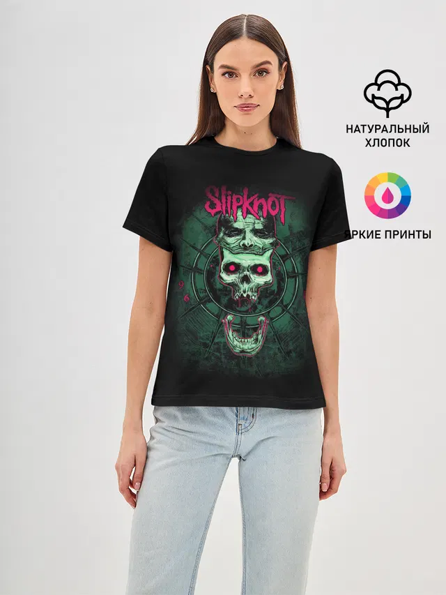 Женская базовая футболка с принтом «Skull»