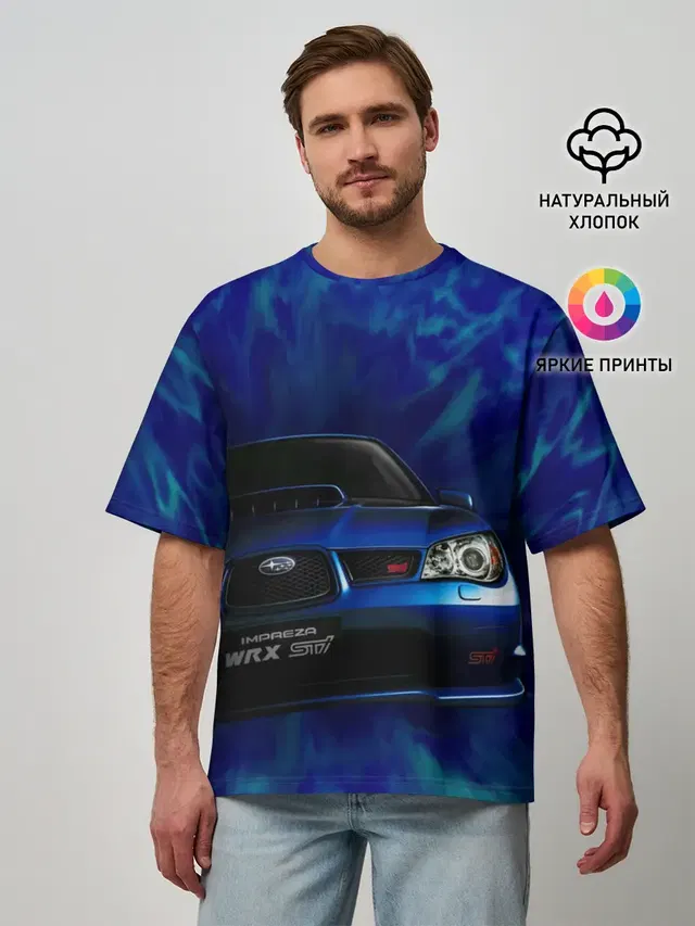 Мужская футболка оверсайз с принтом «Subaru»