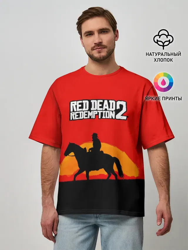 Мужская футболка оверсайз с принтом «Cowboy — Red Dead Redemption 2»