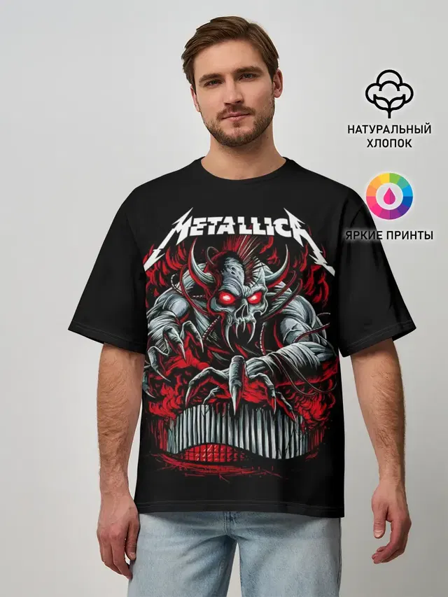Мужская футболка оверсайз с принтом «Metallica — Metallica - Hardwired To Self-Destruct»