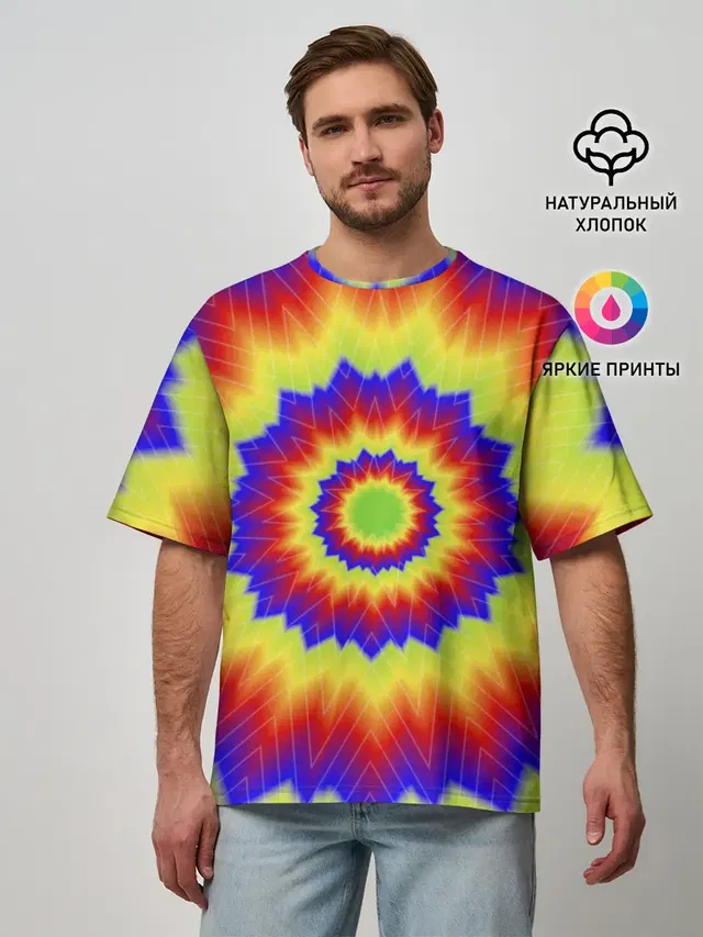 Мужская футболка оверсайз с принтом «Tie-dye»