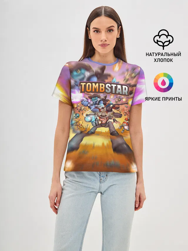 Женская базовая футболка с принтом «TombStar ТомбСтар»
