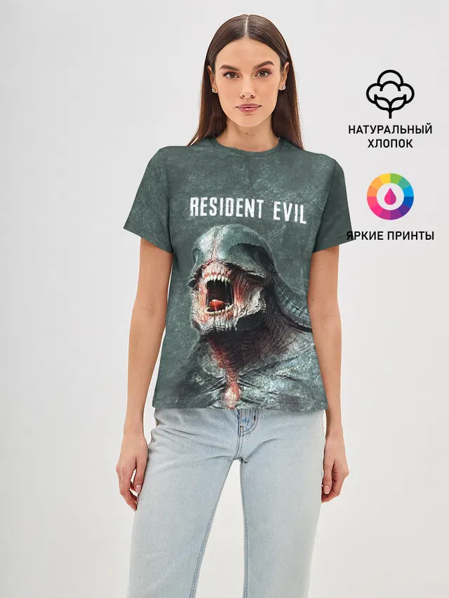 Женская базовая футболка с принтом «Licker — RESIDENT EVIL 2 — РЕЗИДЕНТ ЕВИЛ»