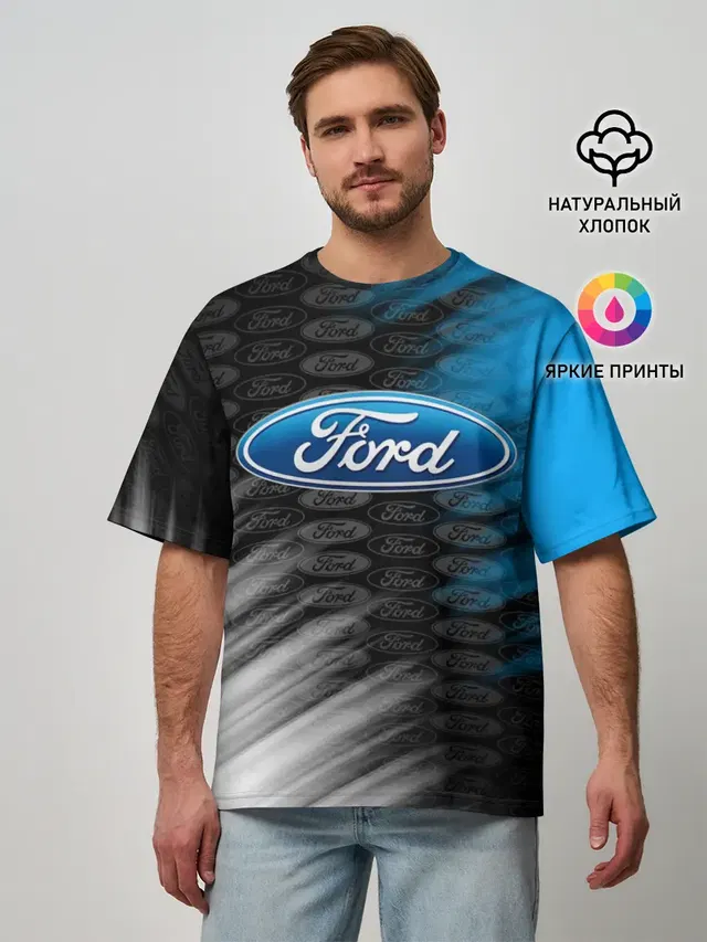 Мужская футболка оверсайз с принтом «Ford»