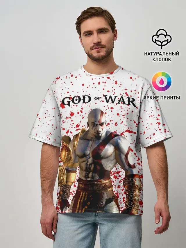 Мужская футболка оверсайз с принтом «God of war»