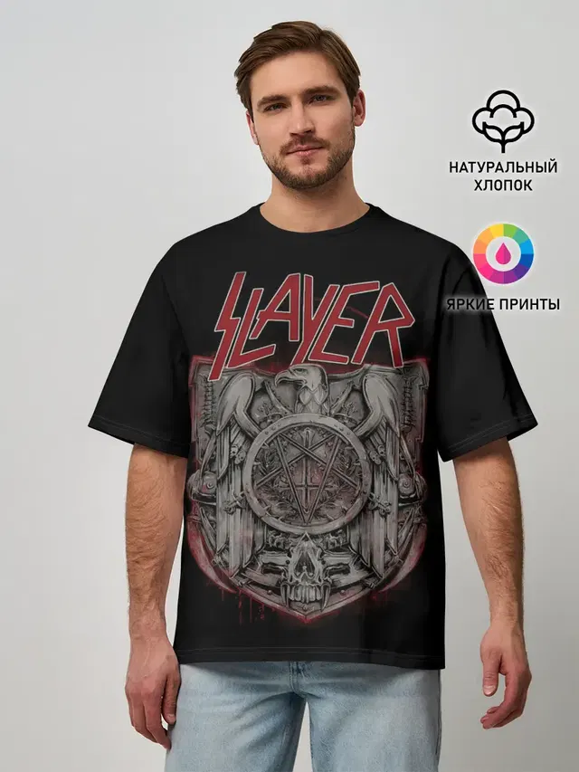 Мужская футболка оверсайз с принтом «Slayer — СЛЭЙЕР»