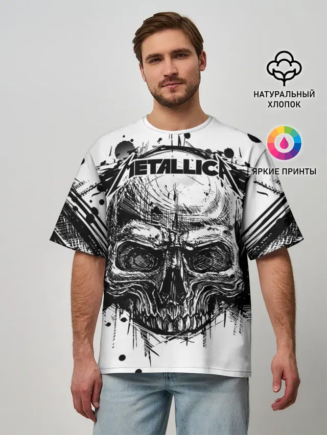 Мужская футболка оверсайз с принтом «Metallica»