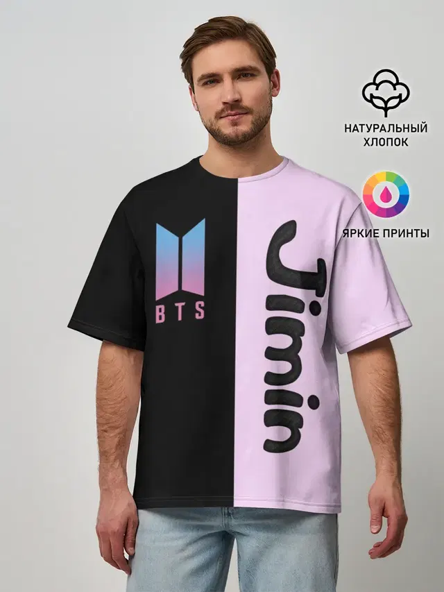 Мужская футболка оверсайз с принтом «BTS — BTS Jimin»