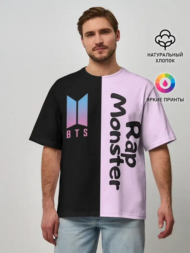Мужская футболка оверсайз с принтом «BTS — BTS RM»