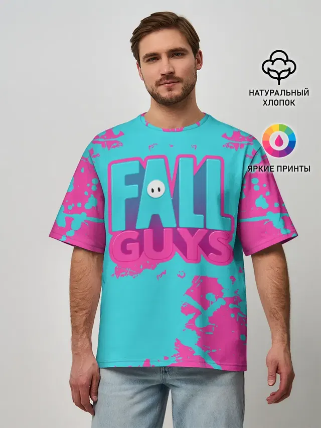 Мужская футболка оверсайз с принтом «Fall Guys — Fall Guys: Ultimate Knockout»