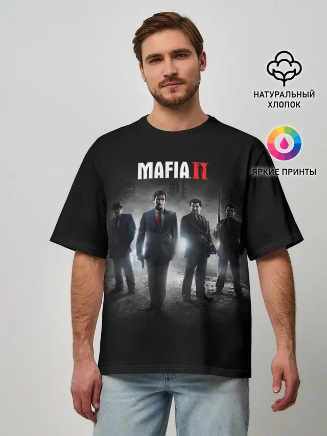 Мужская футболка оверсайз с принтом «Mafia»