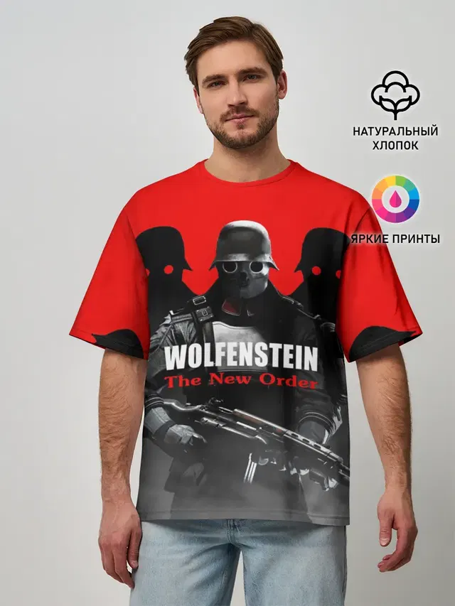 Мужская футболка оверсайз с принтом «Wolfenstein — Wolfenstein: The New Order»